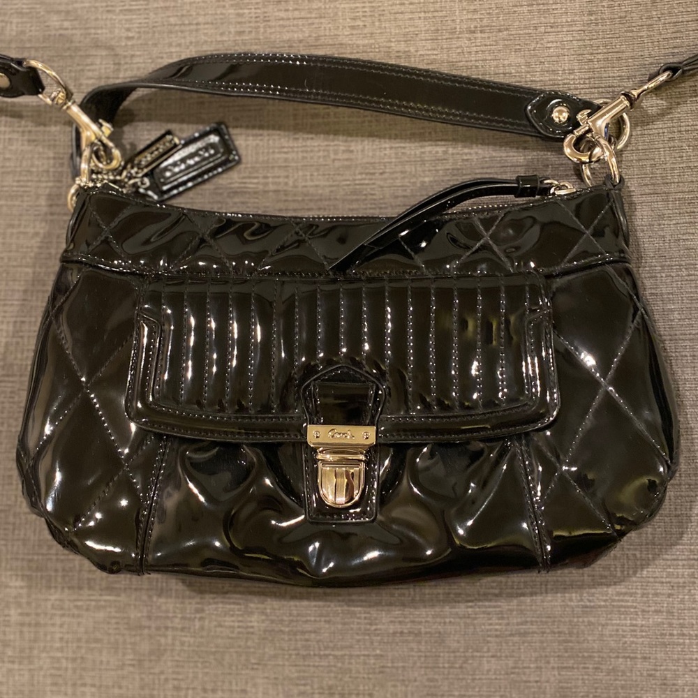 Coach Black Patent Leather Shoulder Bag